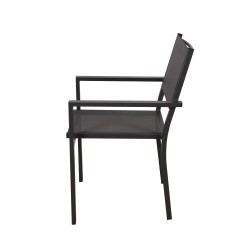 Ensemble repas DINA gris foncé 8 places en aluminium avec table extensible