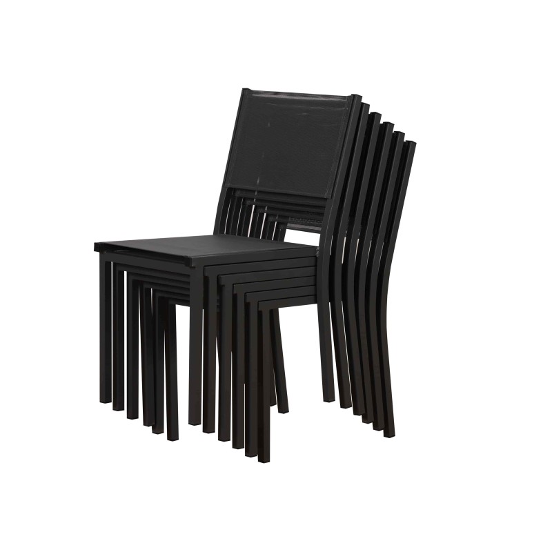 Ensemble repas DINA gris foncé 8 places en aluminium avec table extensible