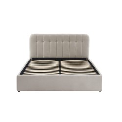 Lit coffre ANDRE velours beige sable 160x200 sommier inclus