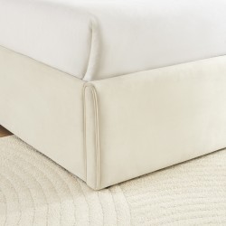 Lit coffre SEGURO velours beige 160x200 sommier inclus