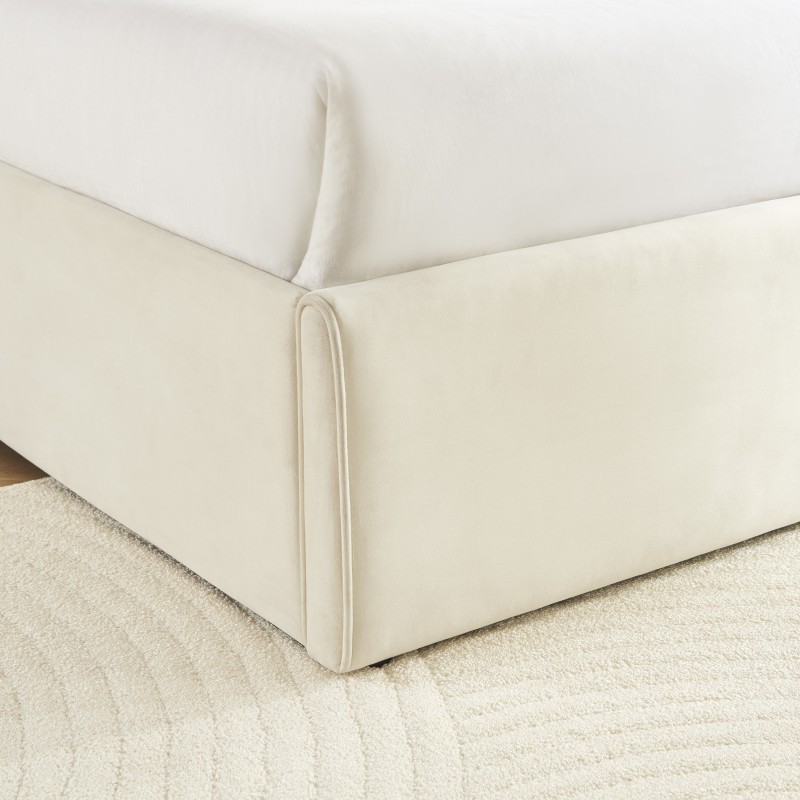 Lit coffre SEGURO velours beige 160x200 sommier inclus