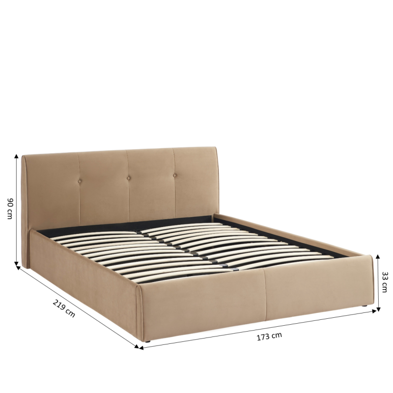Lit coffre SEGURO velours marron 160x200 sommier inclus