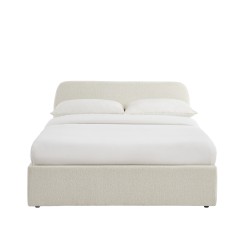 Lit coffre GELA tissu chenille blanc 140x190 sommier inclus