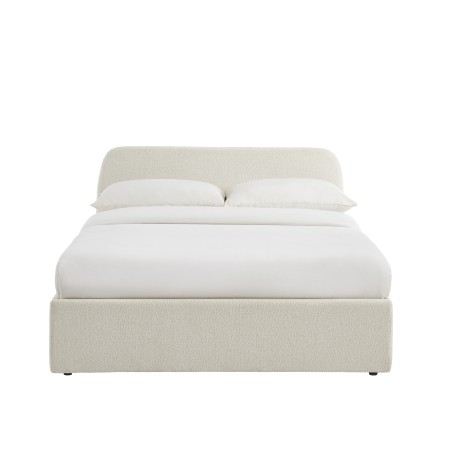 Lit coffre GELA tissu chenille blanc 140x190 sommier inclus