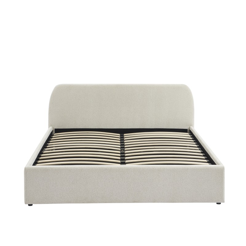 Lit coffre GELA tissu chenille blanc 160x200 sommier inclus