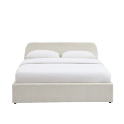 Lit coffre GELA tissu chenille blanc 160x200 sommier inclus