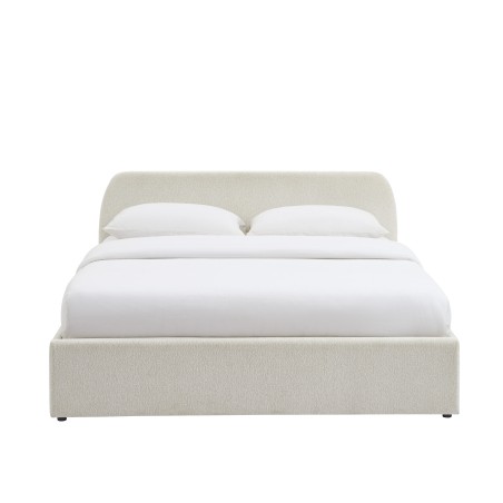 Lit coffre GELA tissu chenille blanc 160x200 sommier inclus