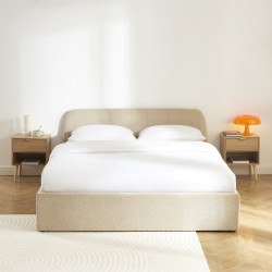 Lit coffre GELA tissu chenille grege 160x200 sommier inclus