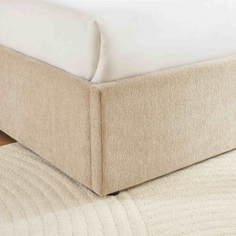 Lit coffre GELA tissu chenille grege 160x200 sommier inclus
