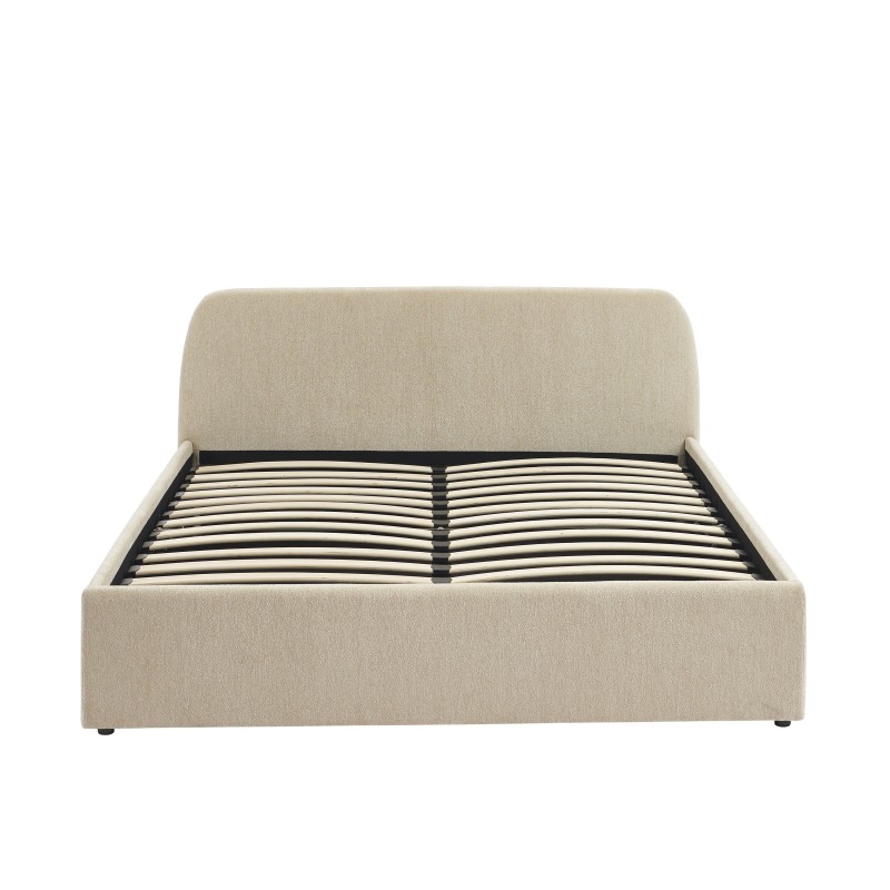 Lit coffre GELA tissu chenille grege 160x200 sommier inclus