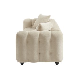 Canapé droit TOBI en tissu beige fixe 3 places