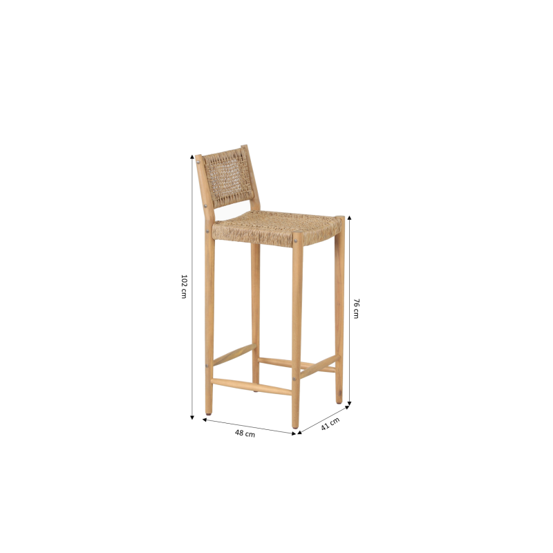 Lot de 2 tabourets de bar NURI hauteur d'assise 75 cm