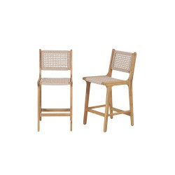Lot de 2 tabourets de bar KUTA en corde hauteur d'assise 66 cm