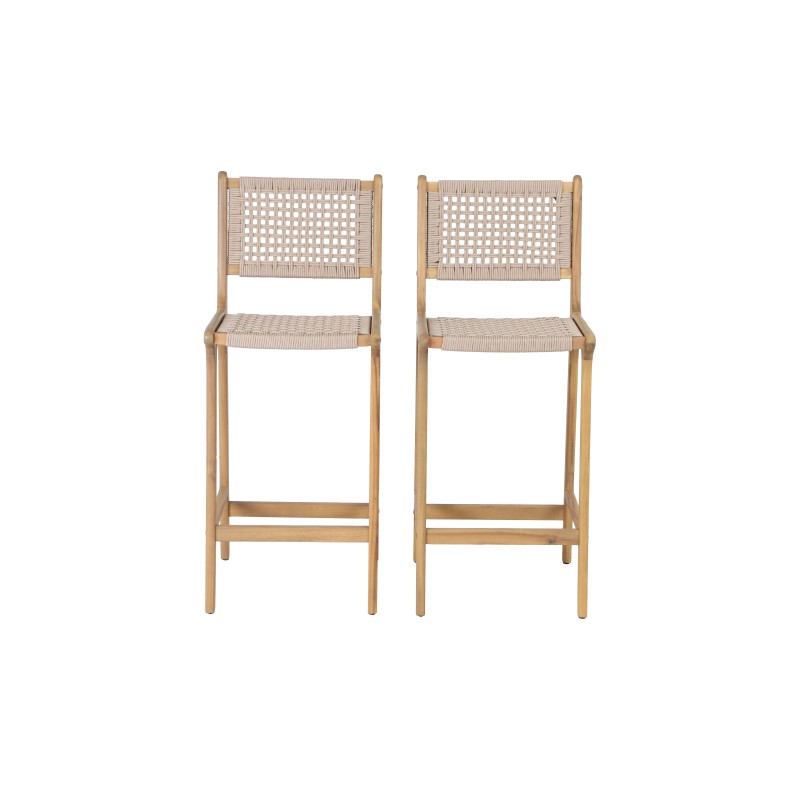 Lot de 2 tabourets de bar KUTA en corde hauteur d'assise 76 cm