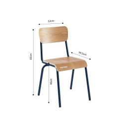 Lot de 2 chaises PANTONE bleu nuit et placage frêne pieds métal