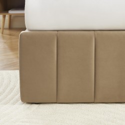Lit coffre SIMI velours marron 140x190 sommier inclus