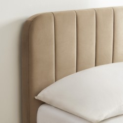 Lit coffre SIMI velours marron 140x190 sommier inclus