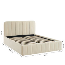 Lit coffre SIMI velours beige 160x200 sommier inclus