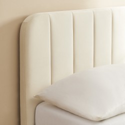 Lit coffre SIMI velours beige 160x200 sommier inclus
