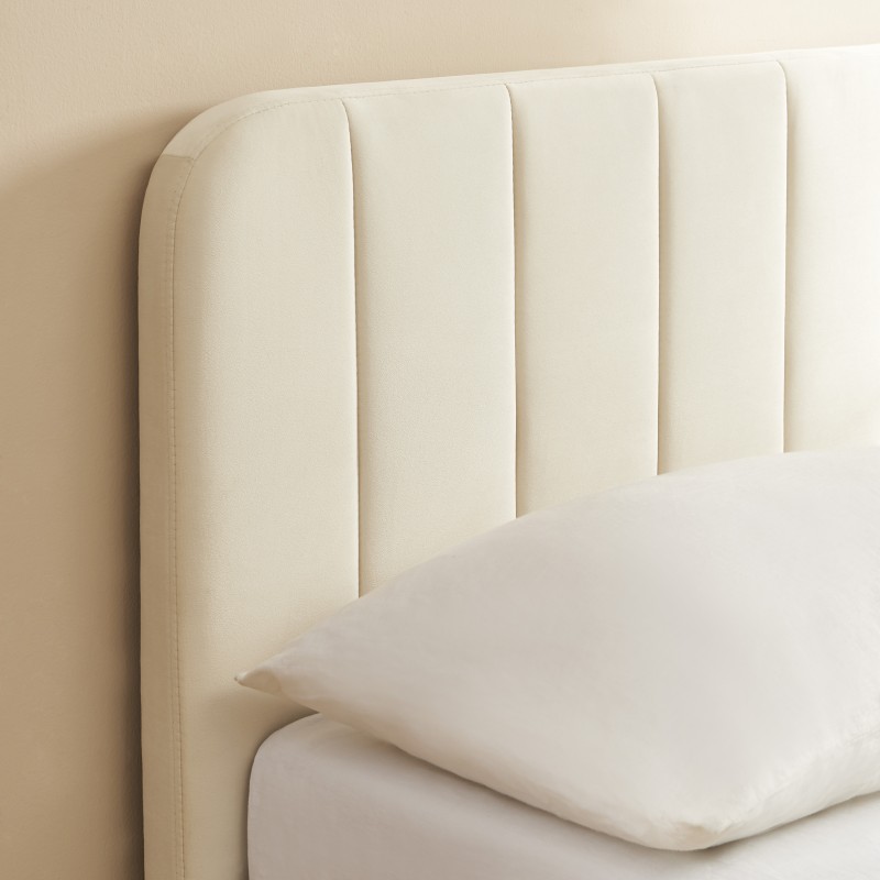 Lit coffre SIMI velours beige 160x200 sommier inclus
