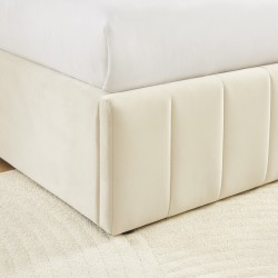 Lit coffre SIMI velours beige 160x200 sommier inclus