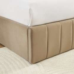 Lit coffre SIMI velours marron 160x200 sommier inclus