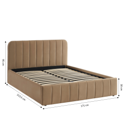 Lit coffre SIMI velours marron 160x200 sommier inclus