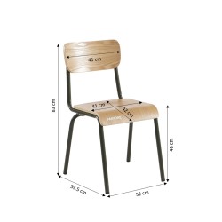 Lot de 2 chaises PANTONE vert olive et placage frêne pieds métal