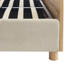 Lit coffre TSUKI velours beige sable cannage 160x200 sommier inclus