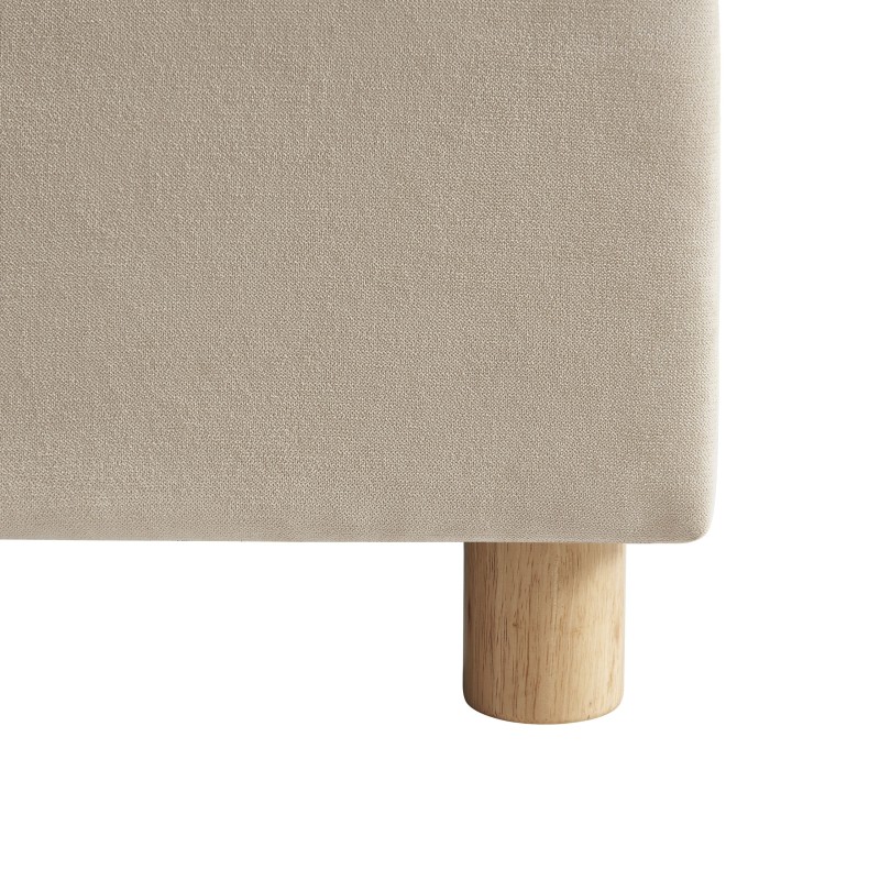 Lit coffre TSUKI velours beige sable cannage 160x200 sommier inclus