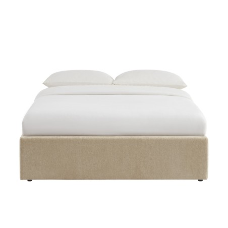 Lit coffre MARCY tissu chenille grege 140x190 sommier inclus