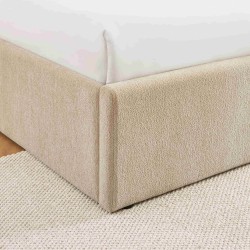 Lit coffre MARCY tissu chenille grege 140x190 sommier inclus