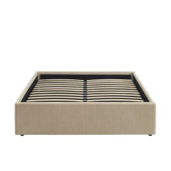 Lit coffre MARCY tissu chenille grege 140x190 sommier inclus