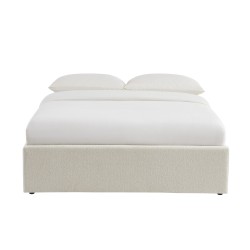 Lit coffre MARCY tissu chenille beige 140x190 sommier inclus