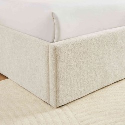 Lit coffre MARCY tissu chenille beige 140x190 sommier inclus