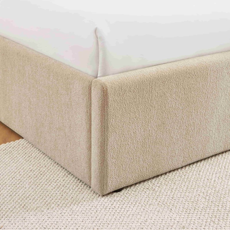 Lit coffre MARCY tissu chenille grege 160x200 sommier inclus