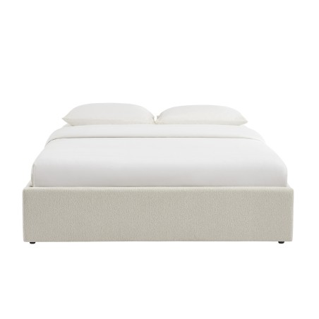 Lit coffre MARCY tissu chenille beige 160x200 sommier inclus
