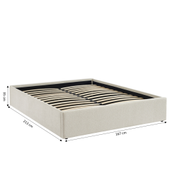 Lit coffre MARCY tissu chenille beige 160x200 sommier inclus