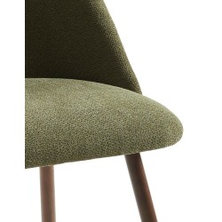 Lot de 2 chaises ELISABETH tissu vert pieds effet chêne