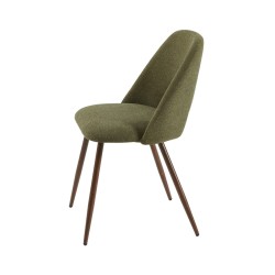 Lot de 2 chaises ELISABETH tissu vert pieds effet chêne