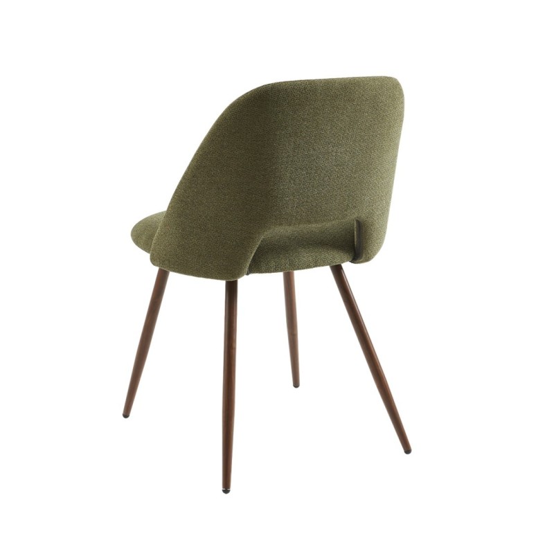 Lot de 2 chaises ELISABETH tissu vert pieds effet chêne