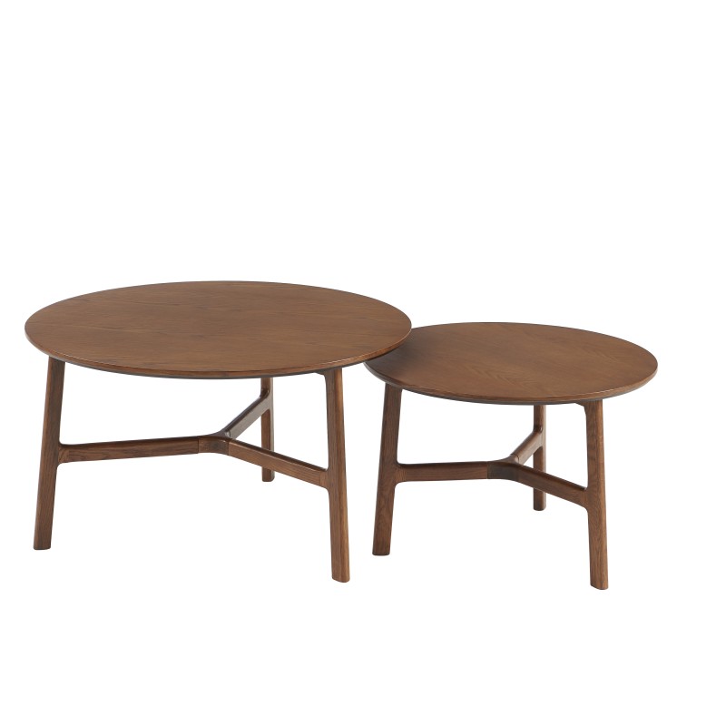 Tables gigognes DOLLY en placage frêne couleur noyer 