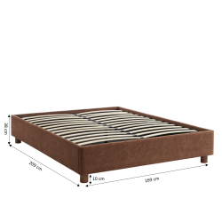 Lit coffre KORALL tissu bouclettes écru 160x200 sommier