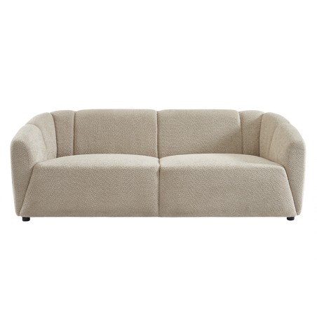 Canapé droit JOE en tissu bouclette beige fixe 3 places