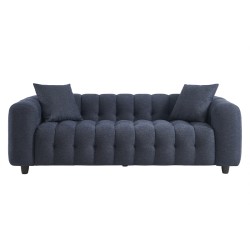 Canapé droit TOBI en tissu bleu fixe 3 places
