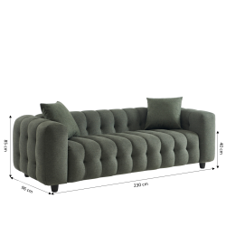 Canapé droit TOBI 3 places en tissu vert
