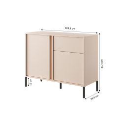 Buffet HULDA beige 2 portes 1 tiroir 104cm