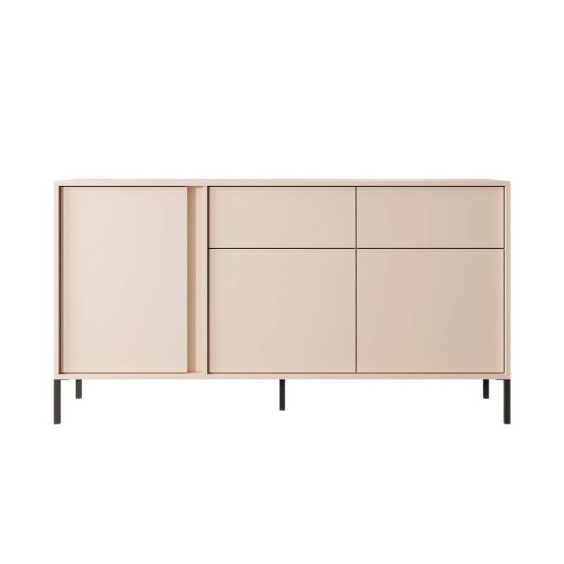 Buffet HULDA beige 3 portes 2 tiroirs 153cm