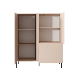 Buffet haut HULDA beige 2 portes 2 tiroirs 104cm