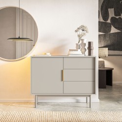 Buffet JONA coloris cachemire 1 porte 3 tiroirs 104cm